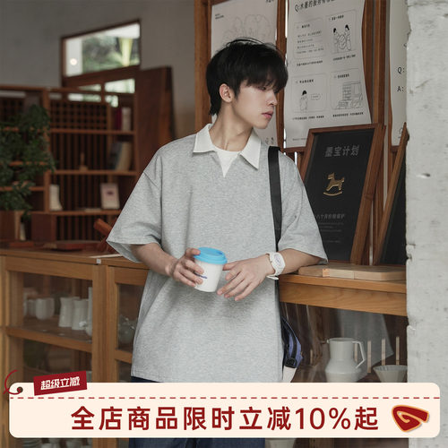 GOOZIMADE假两件短袖polo衫男夏