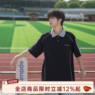 GOOZI MADE 日系学院风撞色领短袖Polo衫男夏季宽松休闲运动上衣