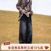 男春秋复古宽松直筒休闲裤 GOOZI 水洗黑色弯刀牛仔裤 美式 子 MADE