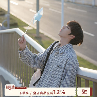 男春季 GOOZI 衬衫 蓝色格子长袖 少年感廓形百搭格纹衬衣外套 MADE