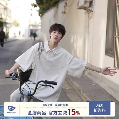 GOOZIMADE重磅翻领短袖T恤男夏