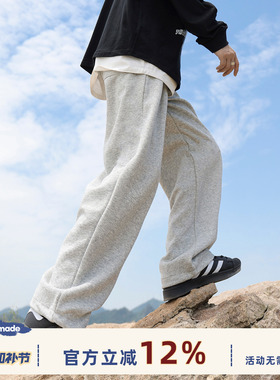 @港仔文艺男 灰色卫裤男春季男款直筒休闲运动长裤男生宽松裤子
