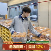 重磅美式 GOOZI MADE假两件POLO领卫衣男春季 宽松撞色翻领无帽上衣