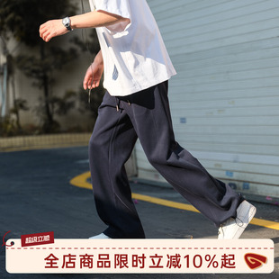 日系宽松垂感运动休闲裤 GOOZI 直筒长裤 男春秋款 MADE 藏青色卫裤