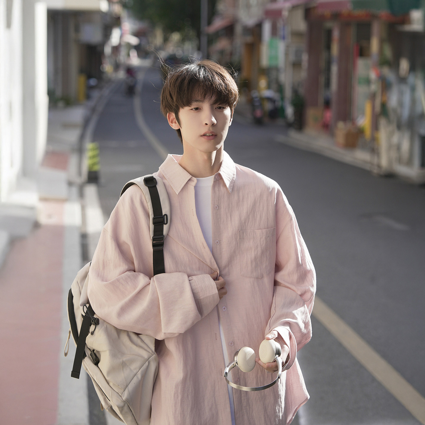 日系亚麻衬衫男长袖衬衣外套