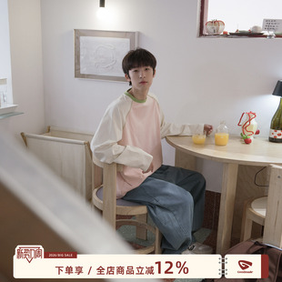 长袖 T恤男春季 新款 GOOZI 撞色打底衫 重磅插肩袖 美式 男生上衣 MADE