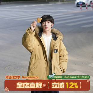 GOOZI MADE毛领派克棉服男冬季日系工装棉衣外套加厚保暖棉袄男款