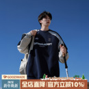 上衣男款 港仔文艺男圆领卫衣男秋冬加绒加厚美式 无帽男生插肩长袖