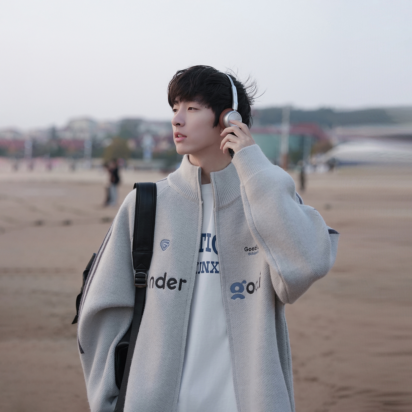 【12/8 0点官方叠加2件5折起】刺绣立领开衫毛衣男冬三条杠针织衫