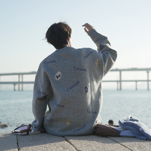 圆领针织衫 GOOZI 加厚毛线衣美式 腊肠狗提花毛衣男冬季 上衣 MADE