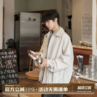 GOOZI MADE  日系翻领教练夹克男秋季宽松廓形男生休闲外套男款