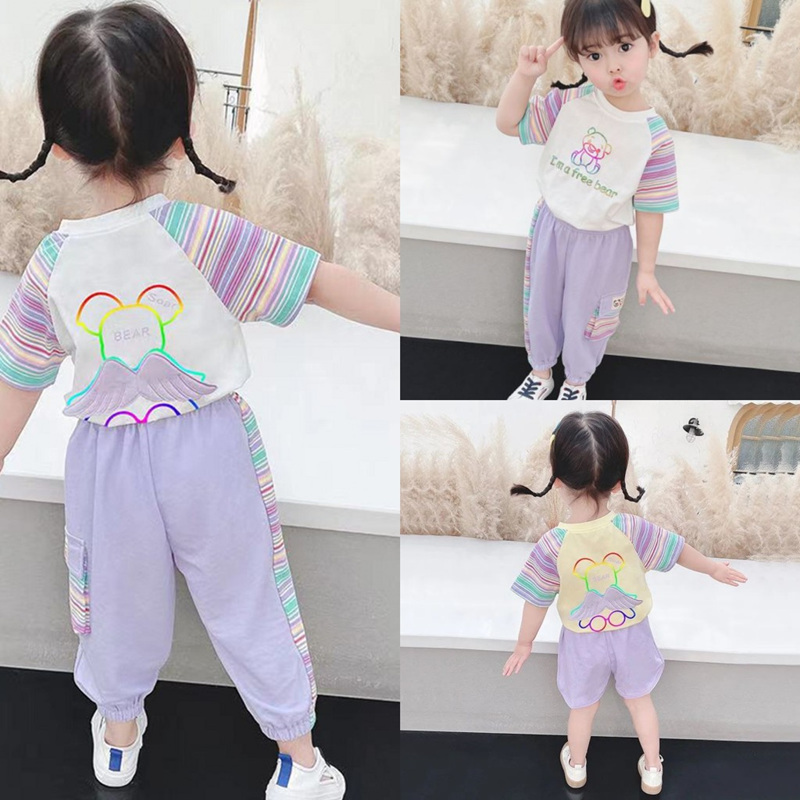 女童夏装2021新款网红衣服儿童洋气夏季小童运动套装女宝宝两件套