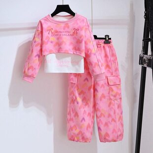 女童秋装套装新款洋气儿童时髦春秋款中大童秋季卫衣休闲三件套装