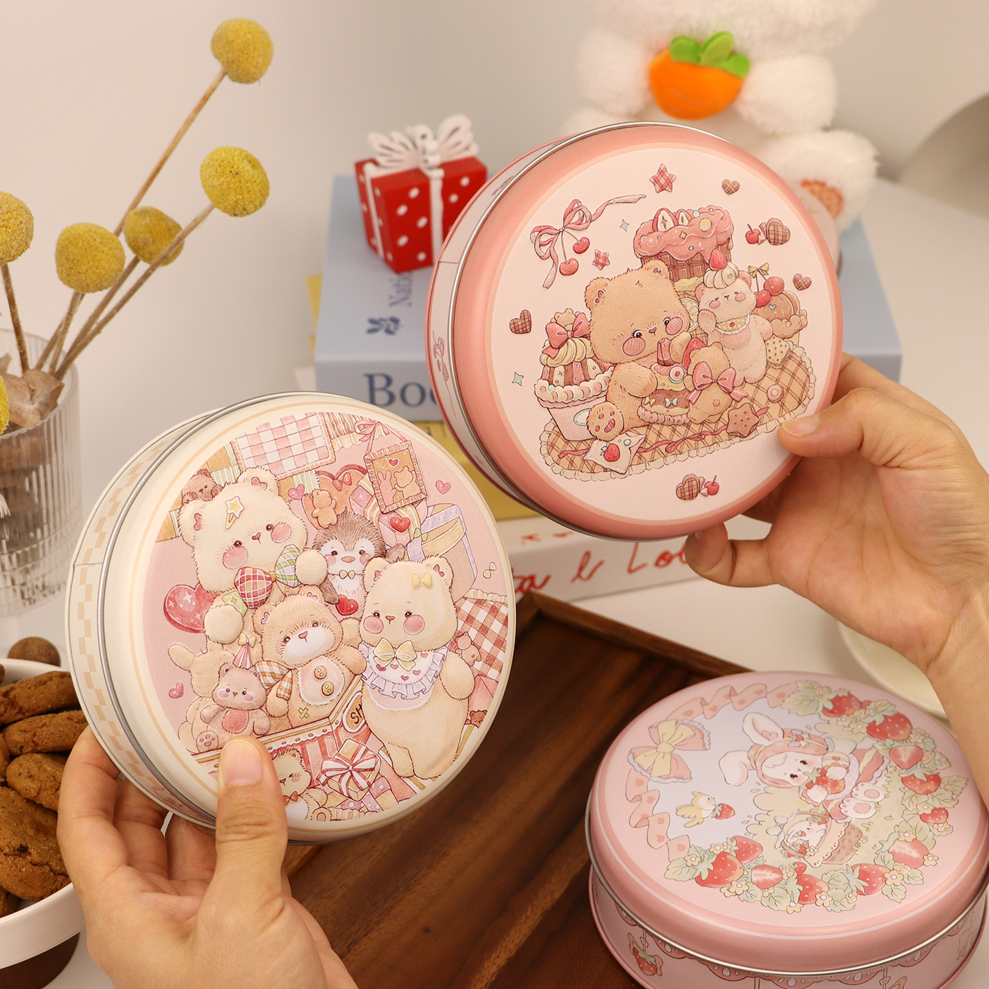 热销量大价优厂家直销单层矮款试吃装曲奇饼干可可脆马口铁包装盒