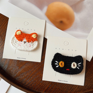 可爱卡通猫咪动物头像手工毛线钩织胸针毛衣外套别针装饰胸饰小众