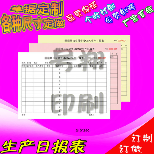 定做申请单检验放行条生产日报表