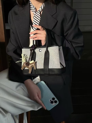 小众设计帆布拼皮mini23花园包女包2025新款时尚百搭手提包