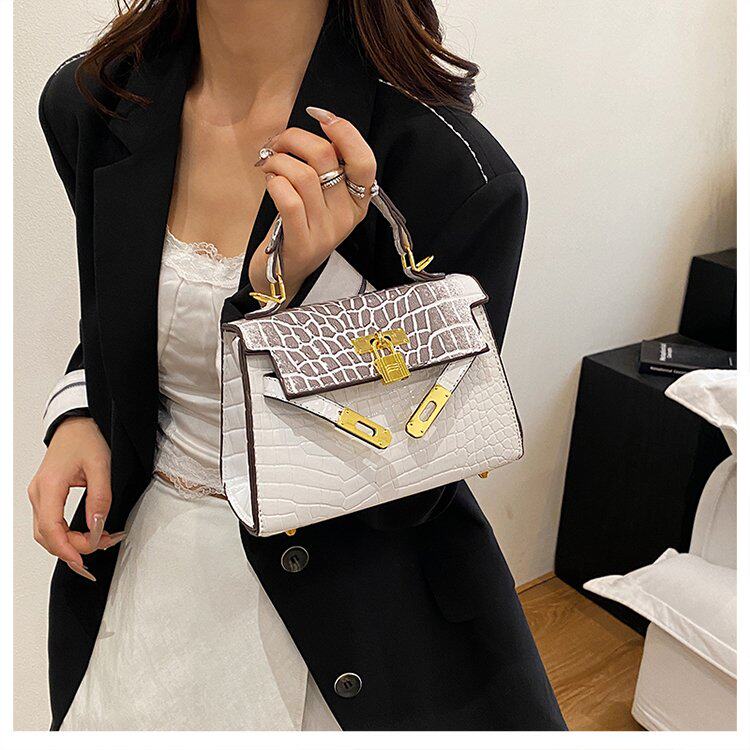 包包2026新款包包女时尚高级感鳄鱼纹斜挎手提凯莉包迷你