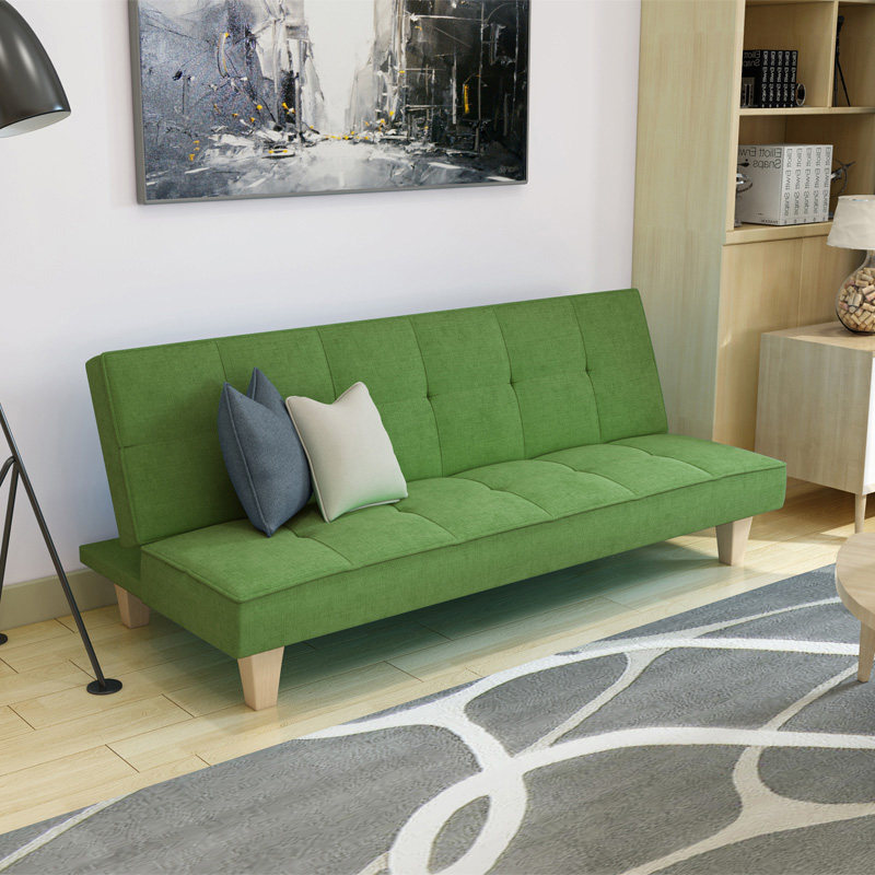 多功能实木简易沙发床简约北欧小户型客厅三人布艺懒人沙发可折叠