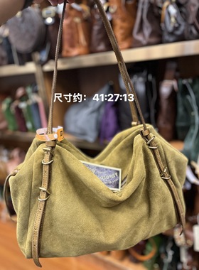 制道马反绒大托特腋下单肩斜挎包大容量通勤包轻便休闲L14201