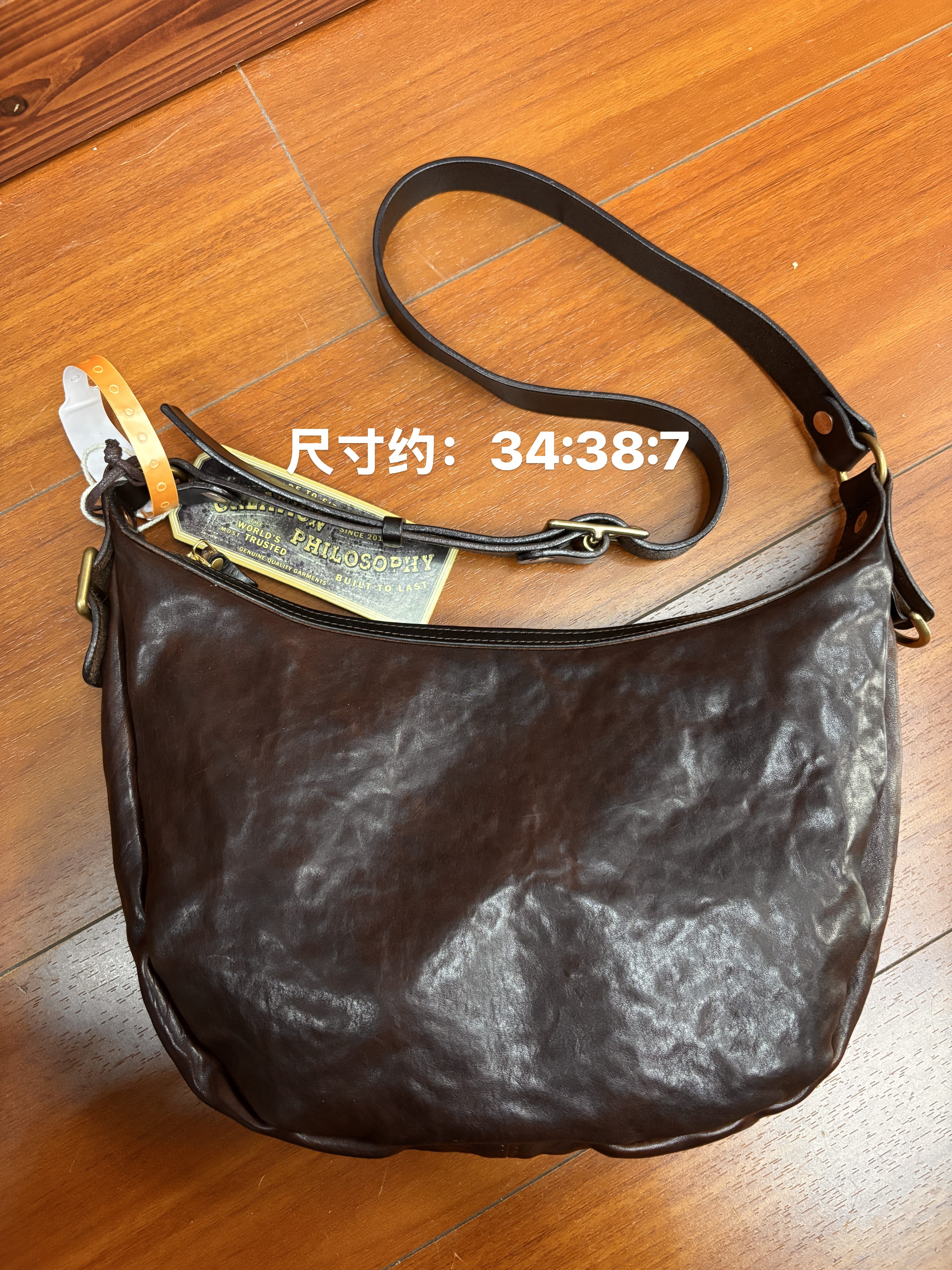 制道重工水洗复古做旧大号马皮月亮饺子包单肩斜挎包男女款L14075