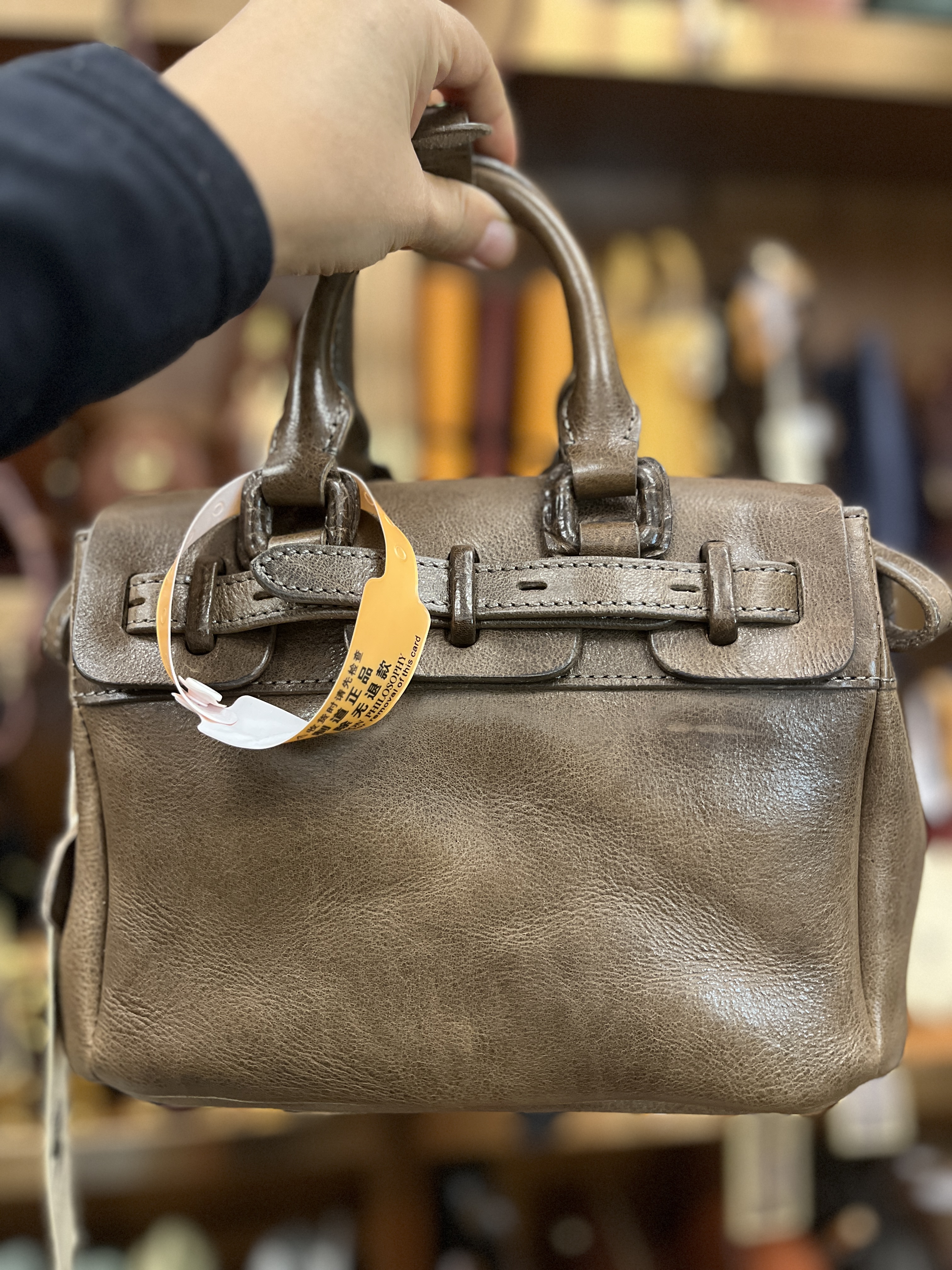 制道微瑕特价L13021凯丽包自然摔纹牛皮手提单肩斜挎包