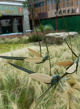 四川非遗草编竹编蚂蚱学生手工作业研学体验影视道具文创特色产品