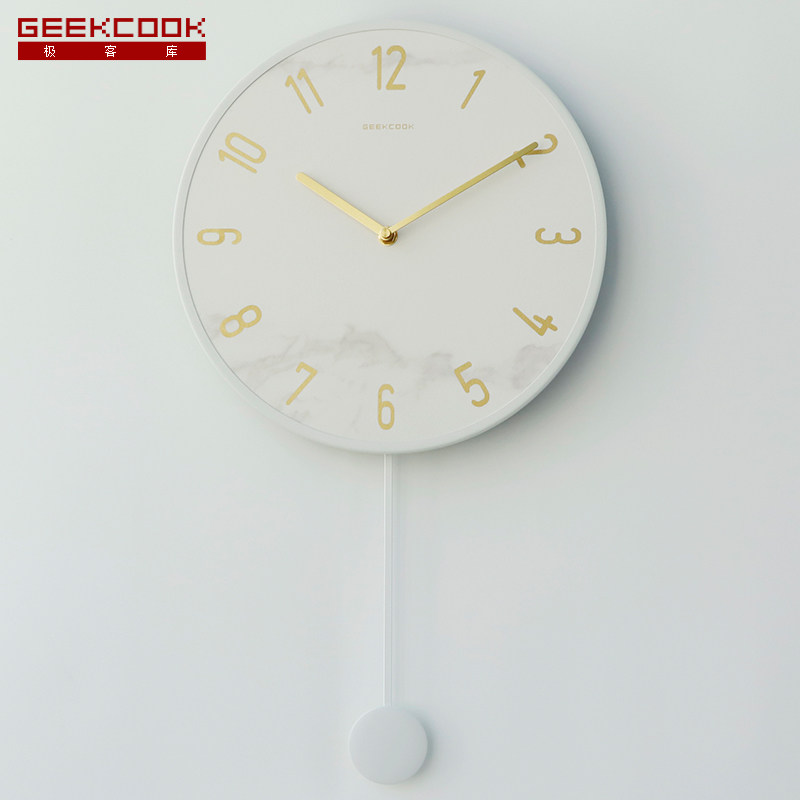 geekcook简约现代挂钟客厅静音钟表北欧创意装饰时钟家用轻奢挂表_虎窝淘