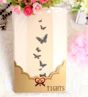 蝴蝶大腿假纹身丝袜刺青连裤袜夏天防勾丝印花有图案薄款原宿肉色