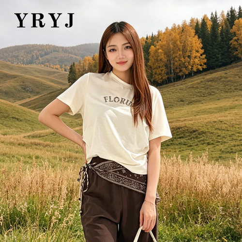 YRYJ字母印花短袖T恤女夏通勤