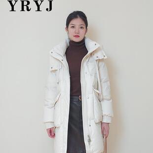 YRYJ24冬新商场同款通勤显瘦保暖中长款连帽羽绒服女3944052923