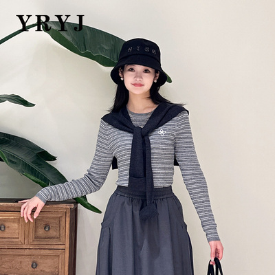 YRYJ2025秋季新款披肩条纹针织衫商场同款6653002712