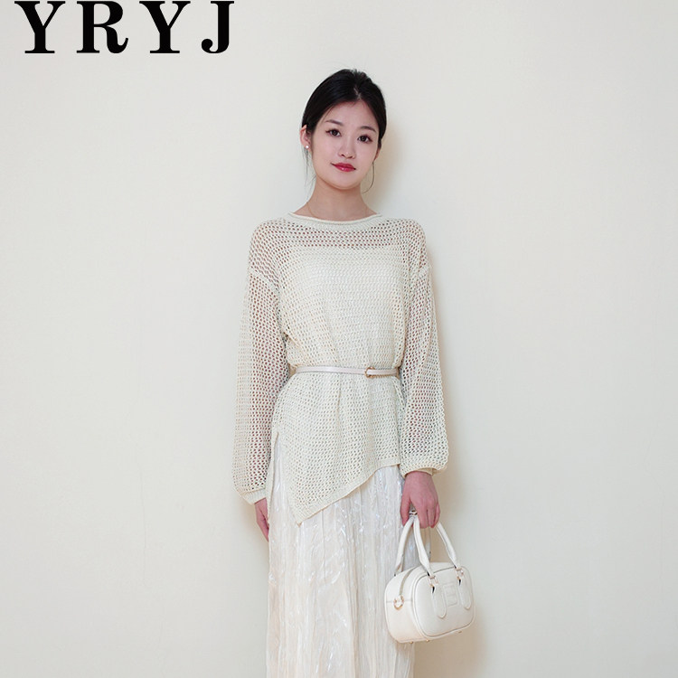 YRY女装商场同款2025春夏休闲渔网编织衫吊带群两件套7351025671