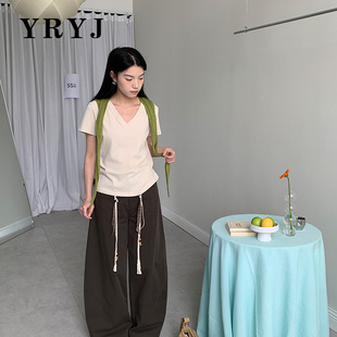 YRYJ2026春季新款鼠尾草绿披肩T恤商场同款8061003161