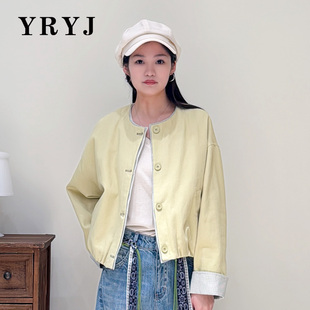 YRYJ简约圆领短外套女春秋宽松明媚感外套商场同款9061031224