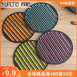 双枪隔热垫硅胶竹木欧式餐桌垫 创意包邮杯垫碗垫锅垫盘防烫垫子