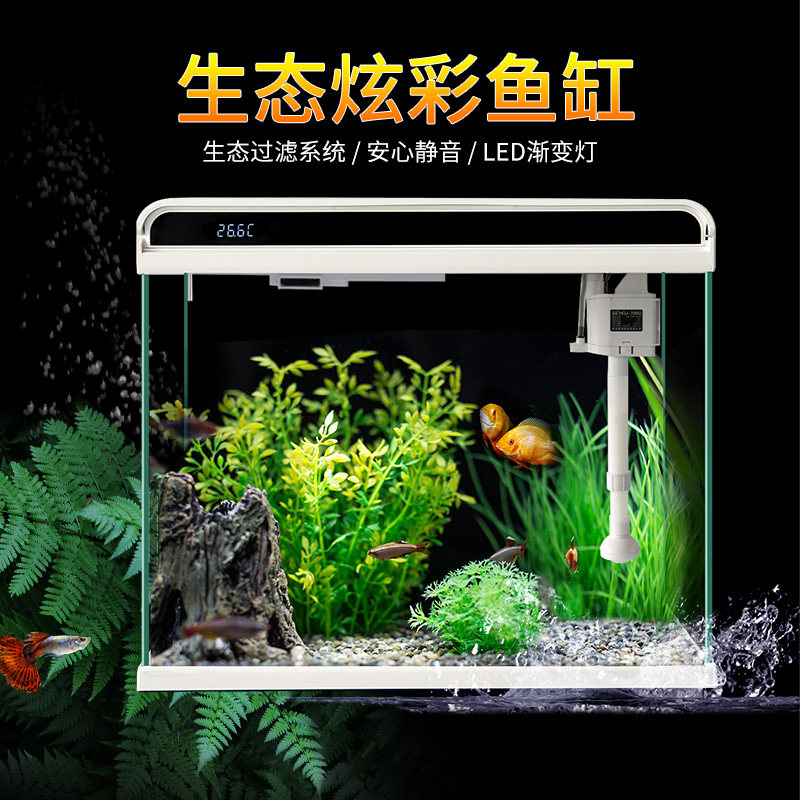 鱼缸水族箱生态桌面金鱼缸玻璃中型小型客厅懒人免换水家用缸草缸