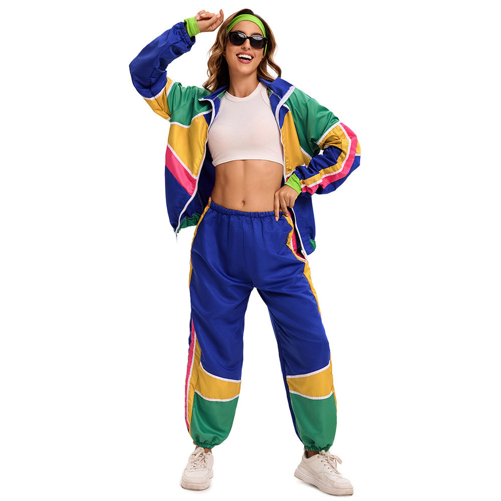 复古disco题运动迪斯科两件套女