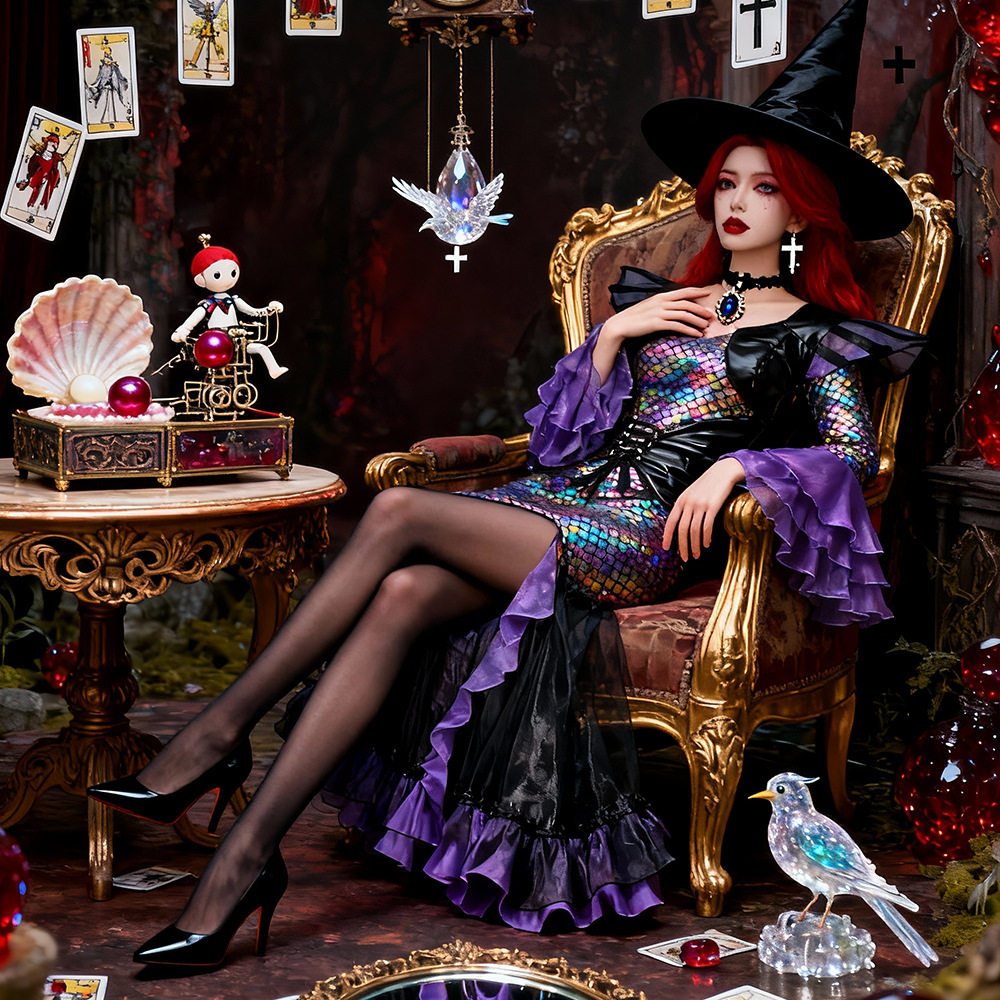 2026万圣节暗黑美人鱼长裙cos服