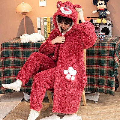 草莓熊睡衣女款2025新款秋冬可爱