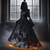 2025年新款 万圣节女巫连衣裙连帽骷髅巫婆法师cosplay舞台表演服