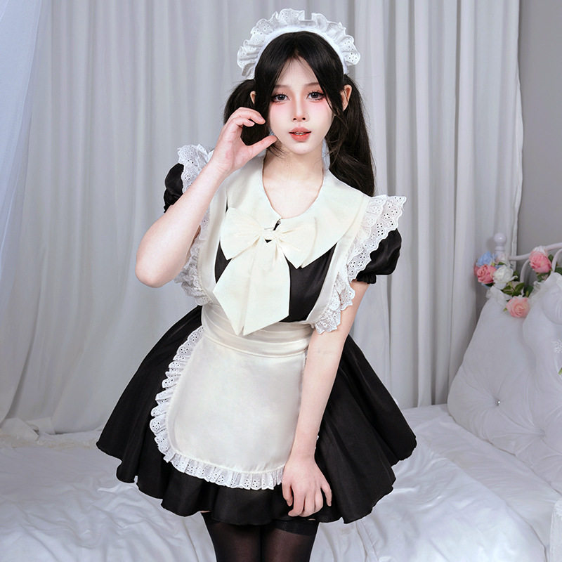 日系洛丽塔女仆蝴蝶结套装连衣裙