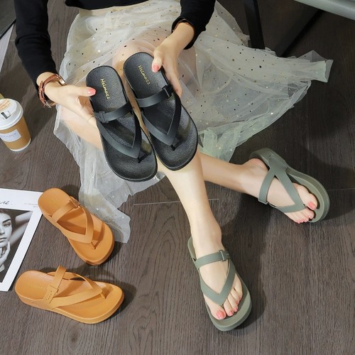 2023年新款网红拖鞋女夏季韩版百搭时尚休闲厚底人字拖外穿沙滩鞋