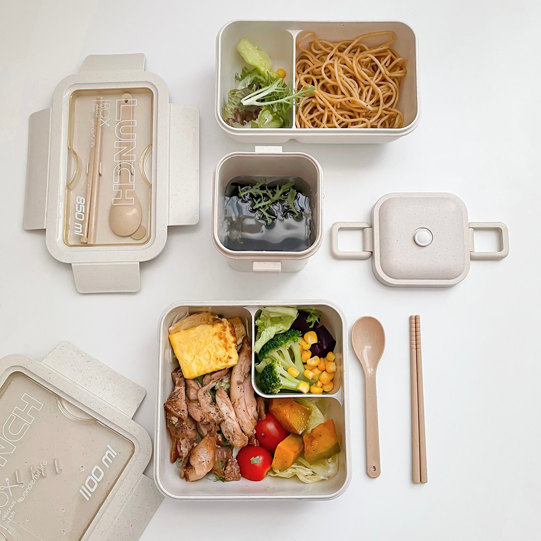 日式小麦秸秆饭盒学生便携便当盒可微波炉加热上班族餐盒女饭盒