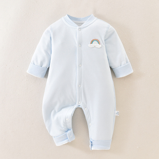 婴儿秋冬薄棉衣服男女宝宝连体衣夹棉保暖哈衣纯棉新生儿秋天外套
