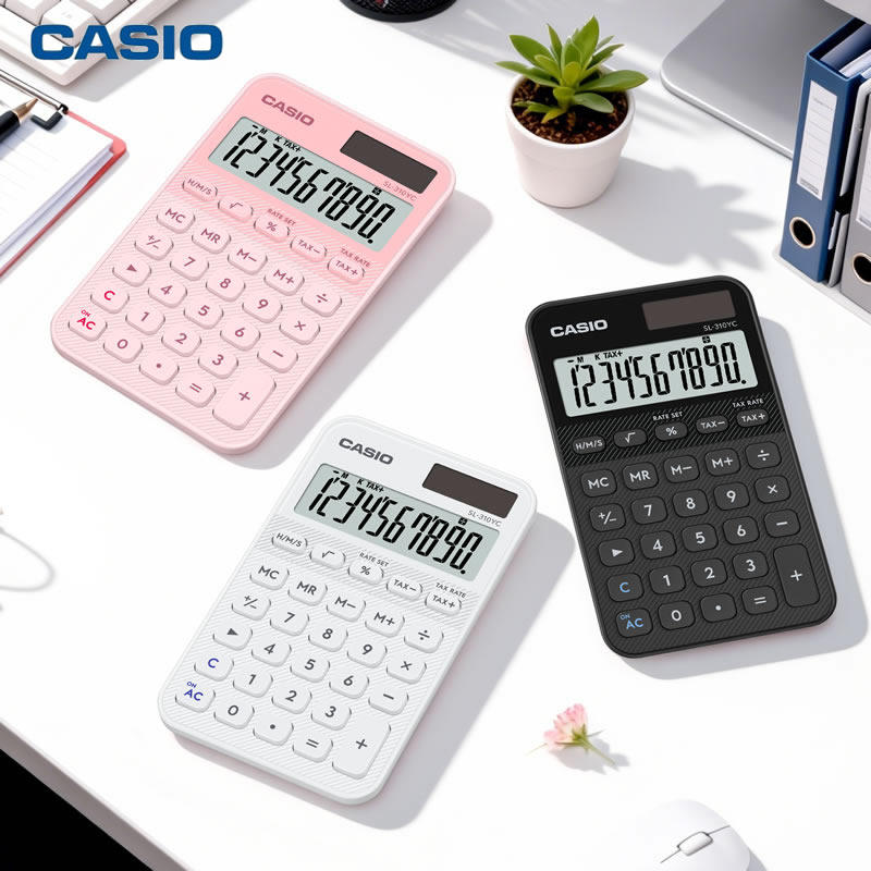 CASIO卡西欧SL-310YC时尚白领随身便携式计算器10位小号太阳能电子办公财务会计出纳商务型计算机