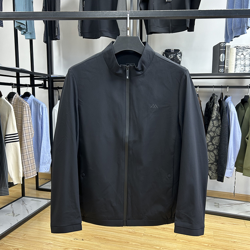 商务时尚纯色休闲立领夹克秋季新品经典男士易打理修身通勤外套