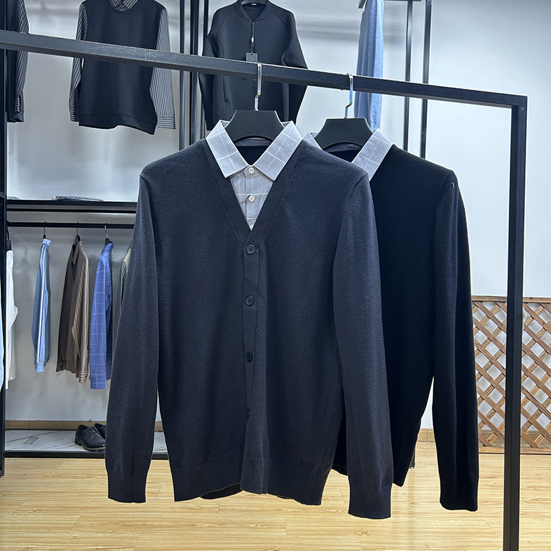 秋冬季男士打底衫商务休闲软糯亲肤衬衫领假两件针织衫,男装,针织衫/毛衣,淘宝优惠券,粉丝福利购,淘宝优惠卷