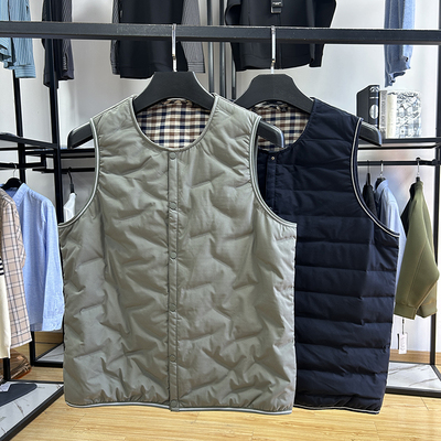 简约休闲秋冬季御寒修身鸭绒背心单排扣保暖舒适轻薄羽绒马甲