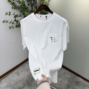 男士 新品 舒适亲肤吸汗透气T恤 上衣夏季 简约时髦卡通印花圆领短袖